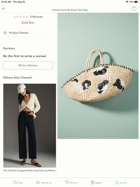 Aranaz Carmella Straw Tote Bag with Floral Embroidery NWT